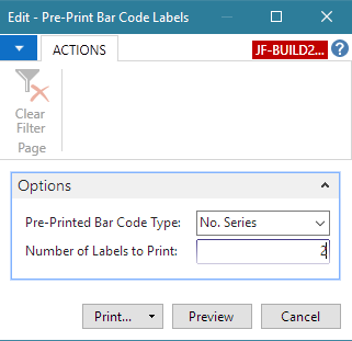 Pre-Print Bar Code labels