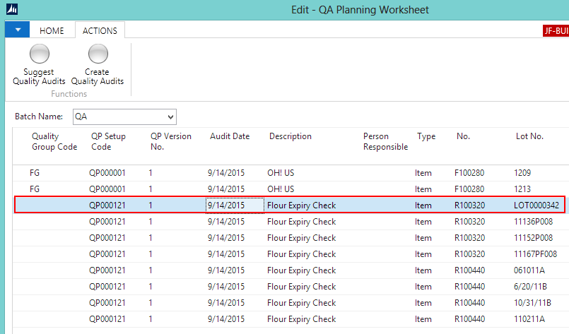 QA Planning Worksheet