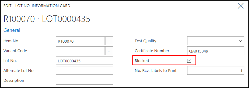 Blocked Lot