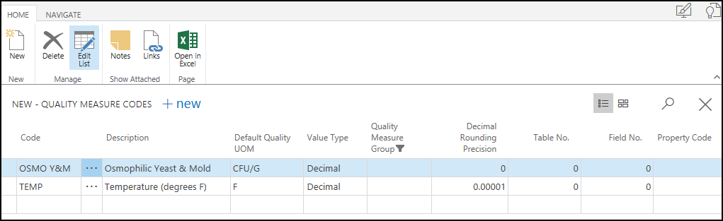 Quality Measure Codes