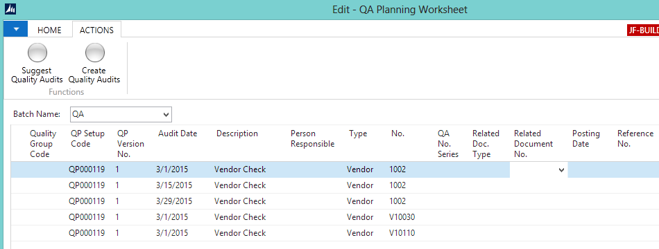 QA Planning Worksheet