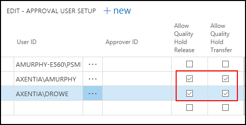 Approval User Setup