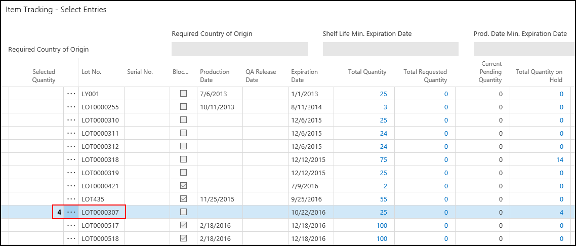 Select Entries