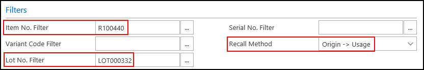 Item Recall Filters FastTab