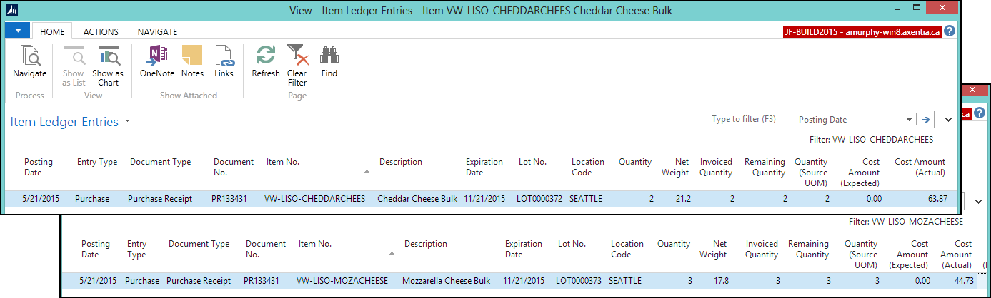 Item Ledger Entries