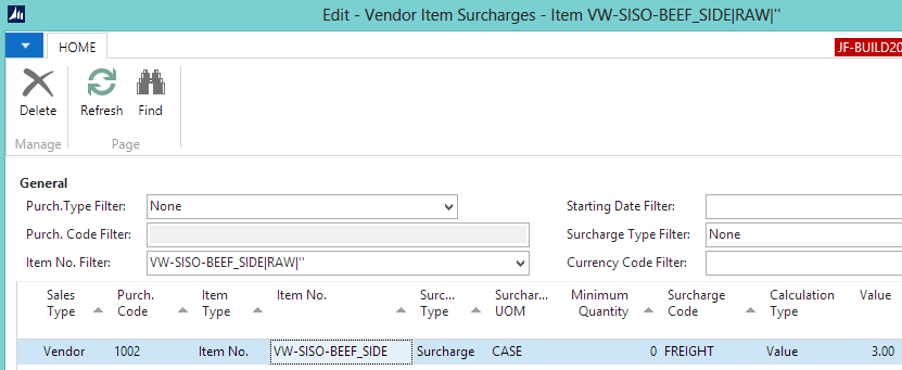 Vendor Item Surcharge